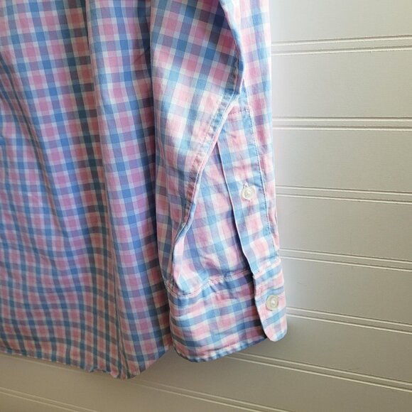 Vineyard Vines Tucker Shirt Mens Small Blue Pink Check Classic Fit Cotton Preppy - Picture 8 of 12